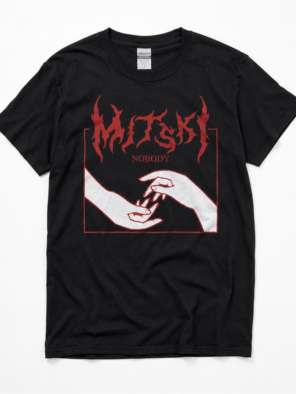 Gildan Black Graphic 'Nobody' Short-Sleeve Tee with Red & White Print